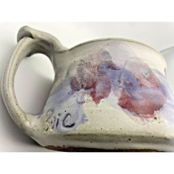 Buie Pottery Studio Gatlinburg TN Pink Blue Large Glazed Coffee Mug Signed - Picture 7 of 7
